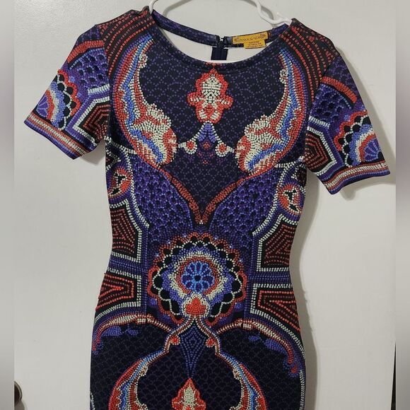 Pankaj & Nidhi Fitted Short Sleeve Scuba Dress, Mosaic Print, Size 2 - Picture 9 of 12
